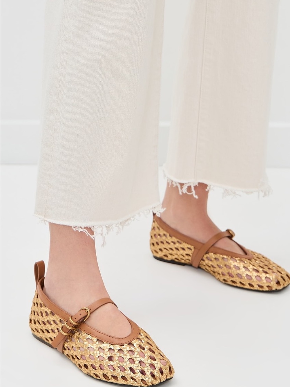 rag & bone Tan and Gold Woven Mary Jane Flats - Picture 2 of 10